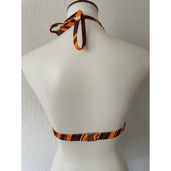 Bamba Swim Bikini Top Striped Tangerine Cacao Atlas Swimwear NWT - Picture 6 of 9